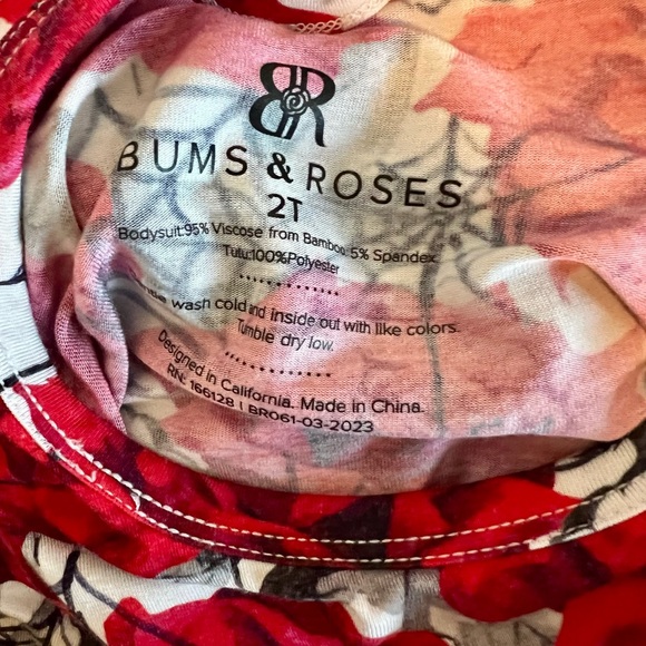 Bums and Roses Bamboo Halloween Floral Girls Tutu Dress 2T - Picture 6 of 7